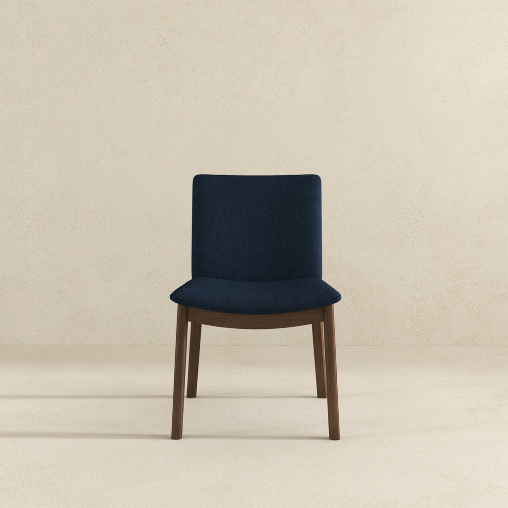 Laura Blue Linen Solid Wood Dining Chair Set of 2