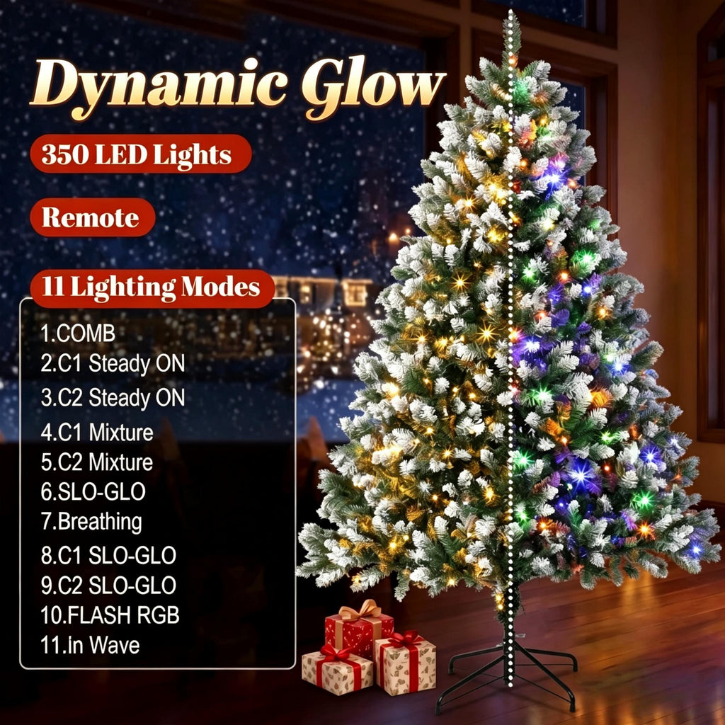 6-Foot Pre-Lit Artificial Christmas Tree, White-Tipped Full Green