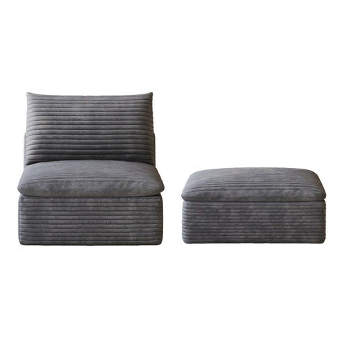 1 Middle Seat and Ottoman in Dark