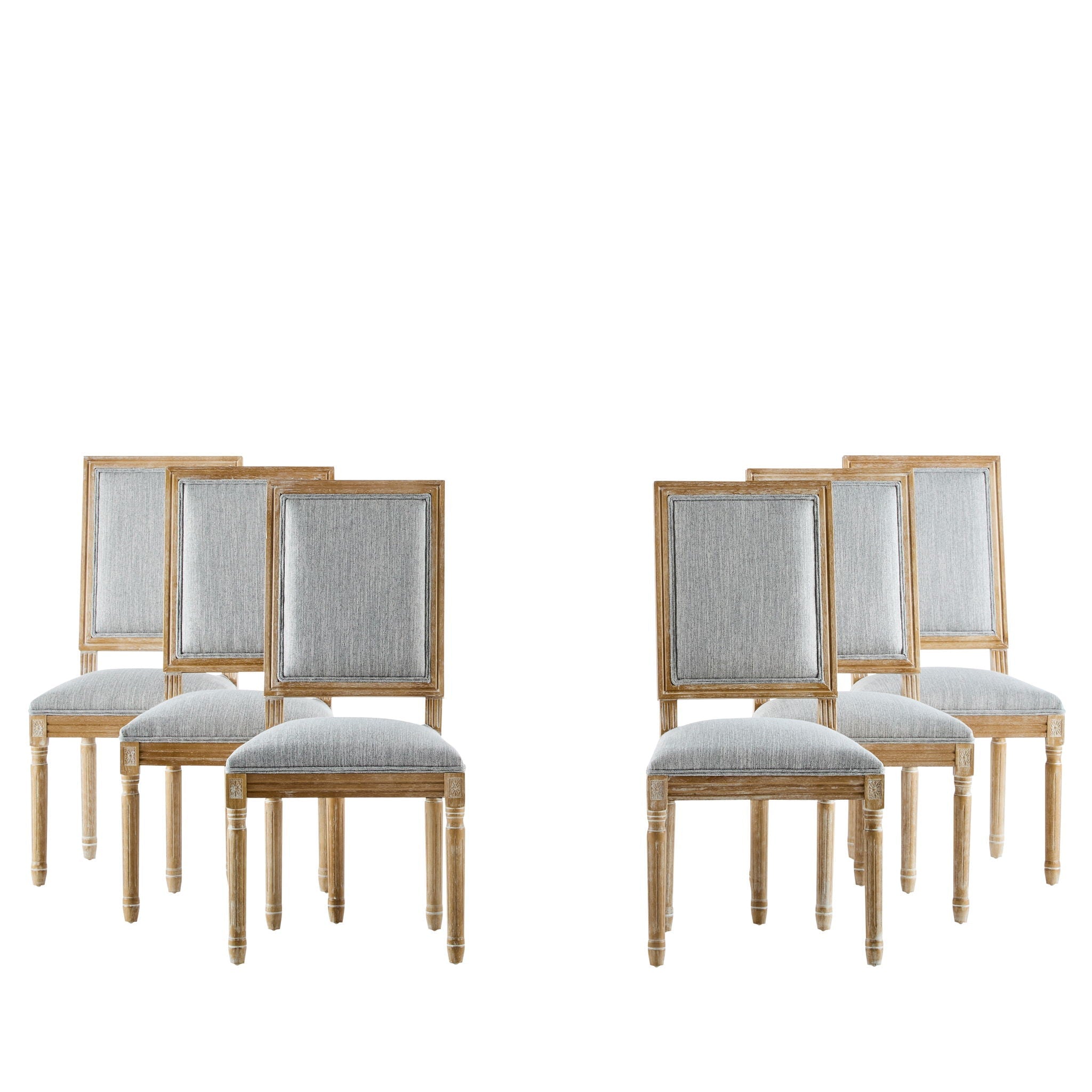 French Country Style Dining Chair with Upholstered Seating and Fluted Legs