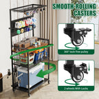 Fishing Rod Storage Rack with Pegboard and Lockable Wheels