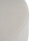 White Fabric Round Ottoman with Wooden Legs