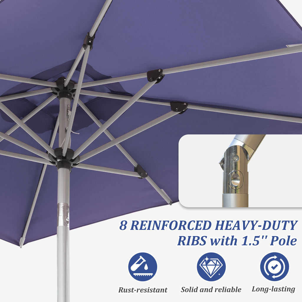 Rectangle Patio Umbrella with Crank Lift and Tilt Function