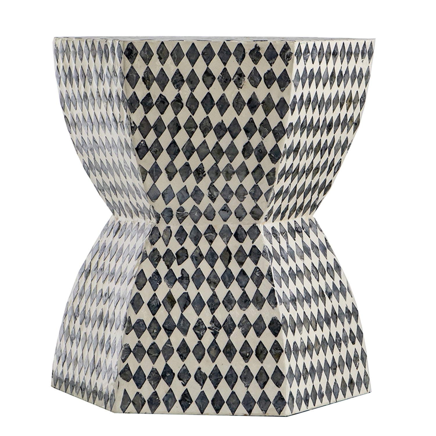 15x13x17' Hexagonal Garden Capiz Stool Accent Side Table