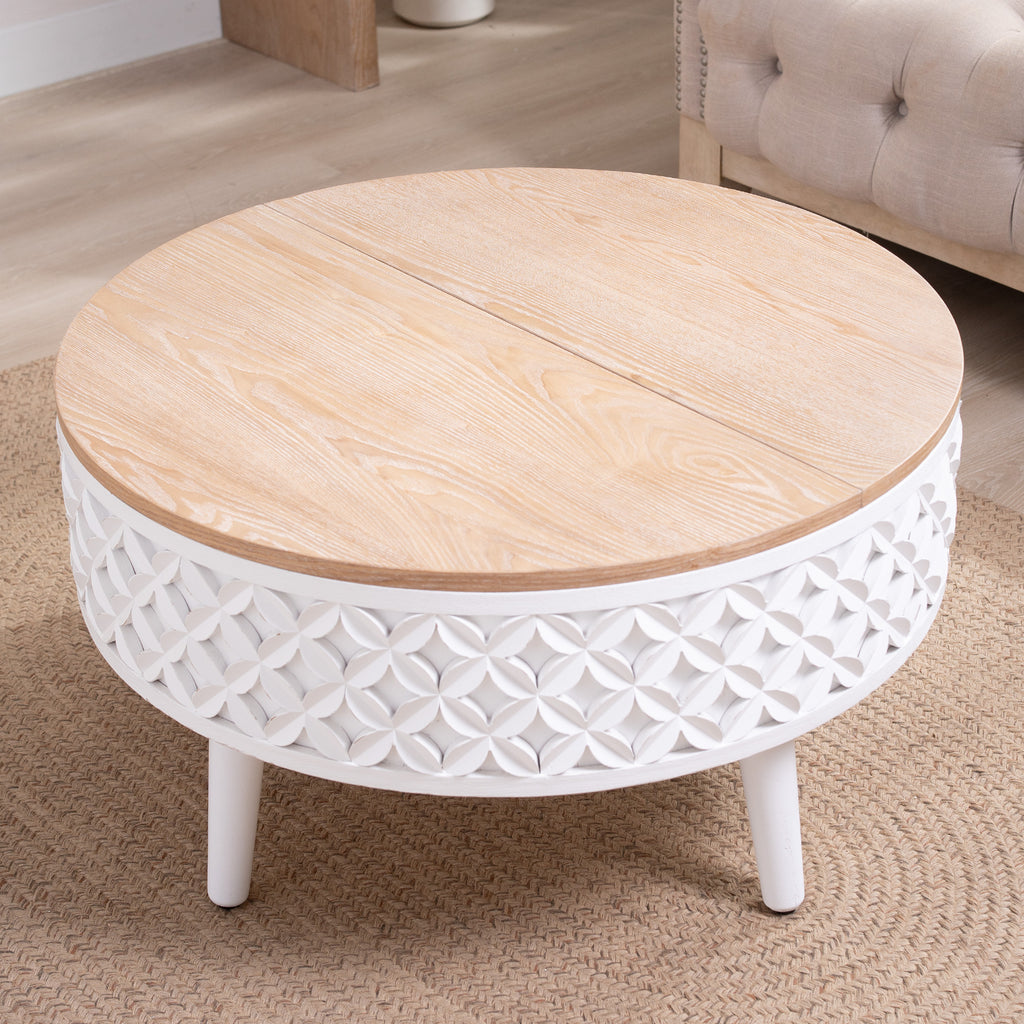Round Coffee Table with Storage – 31.5" Lift-Top Accent Table