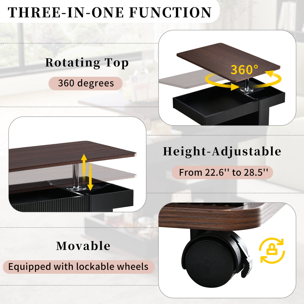 U-Can Adjustable End Table with Wheels