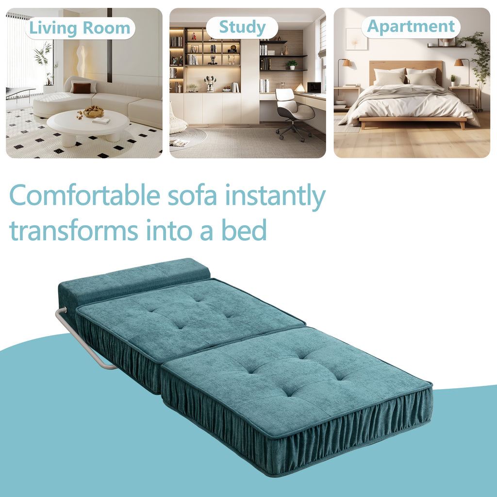 Green Folding Sofa - Futon Sleeper Chair