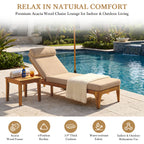 TOPMAX Acacia Wood Chaise Lounge - Set of 2
