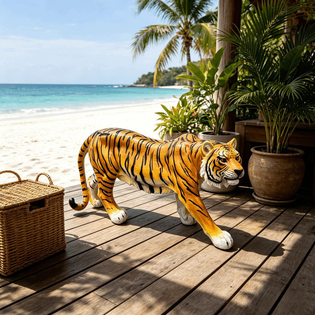 Simulated Tiger Resin Garden Statue