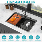 36" Drop-in Workstation Gunmetal Sink