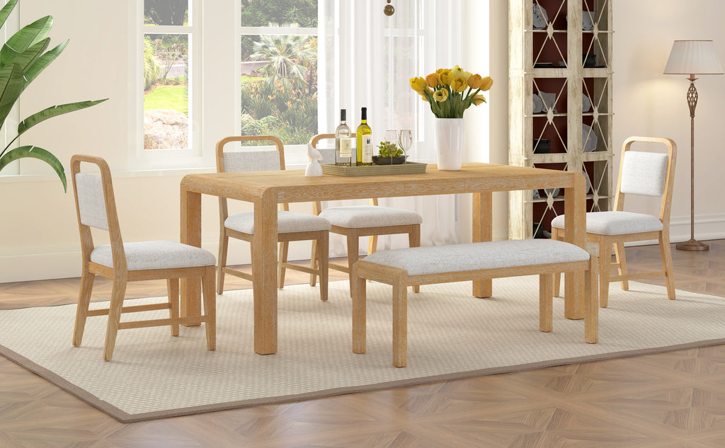 TREXM Vintage Extendable Dining Table Set for 4-6