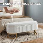 Storage Bench - Velvet Oval Upholstered Design