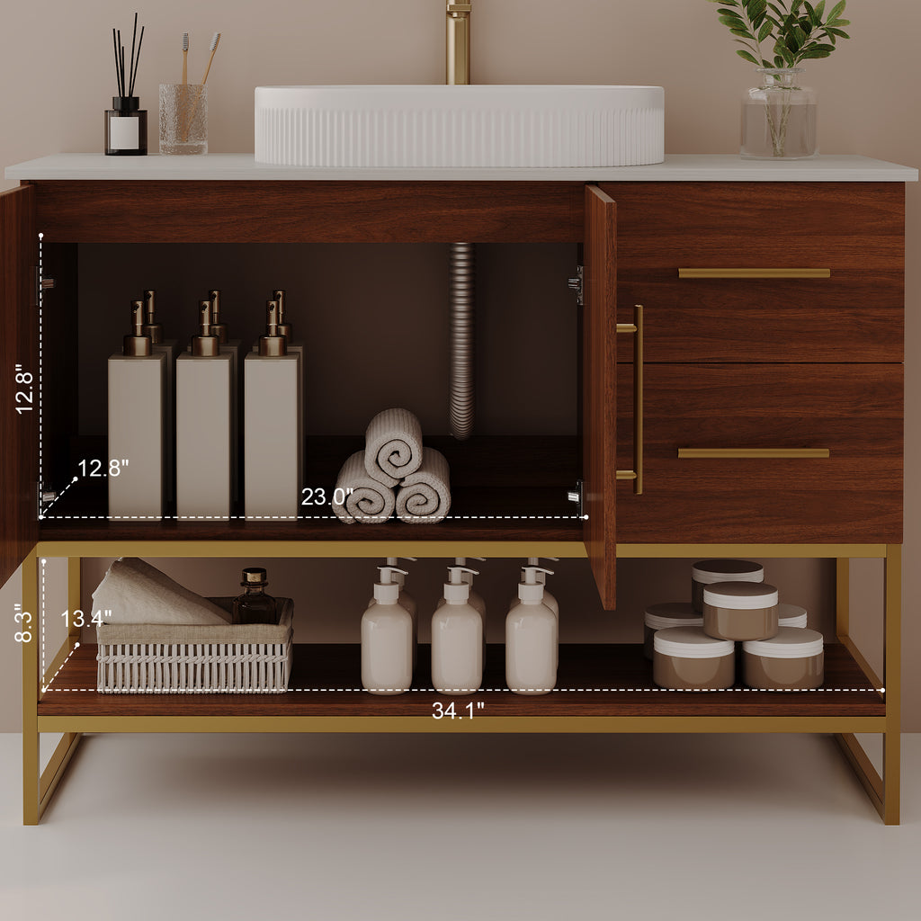36" Modern Bathroom Vanity with Ceramic Vessel Sink