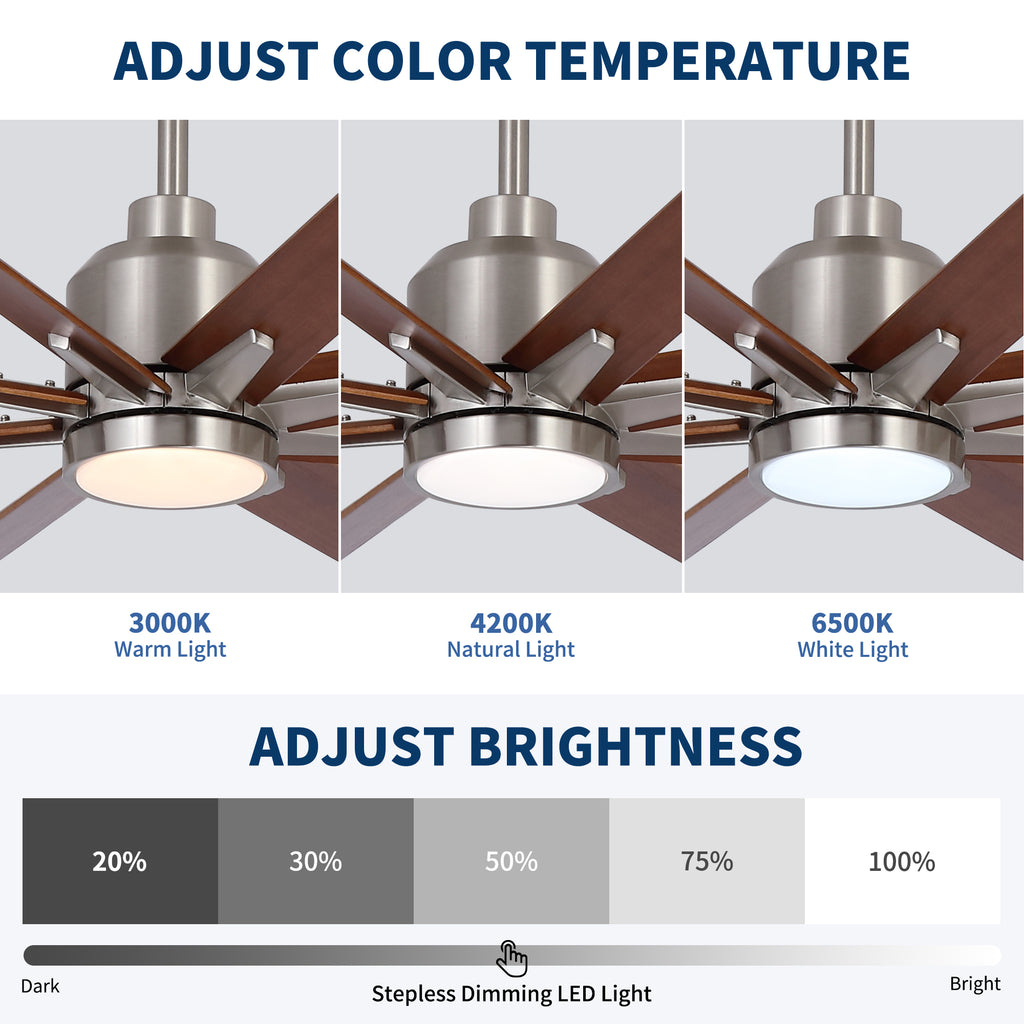 84" Oversized Large Brushed Nickel Ceiling Fan