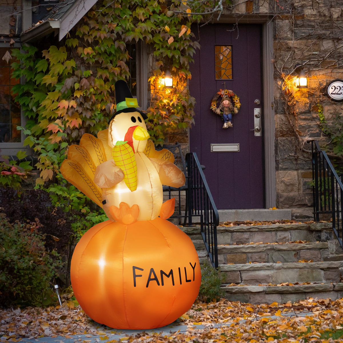 HOMCOM 4.9ft Inflatable Thanksgiving Decoration Turkey