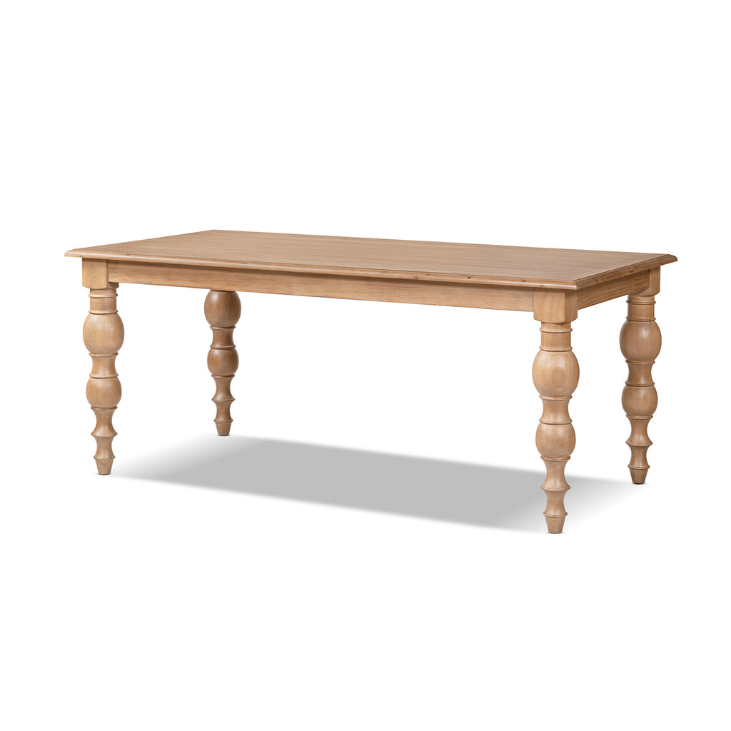 Rosalie 72-Inch Turned-Leg Dining Table, Natural Brown Pine
