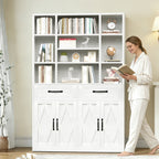 71" Tall Bookcase with Doors, Drawers & Adjustable Open Shelves
