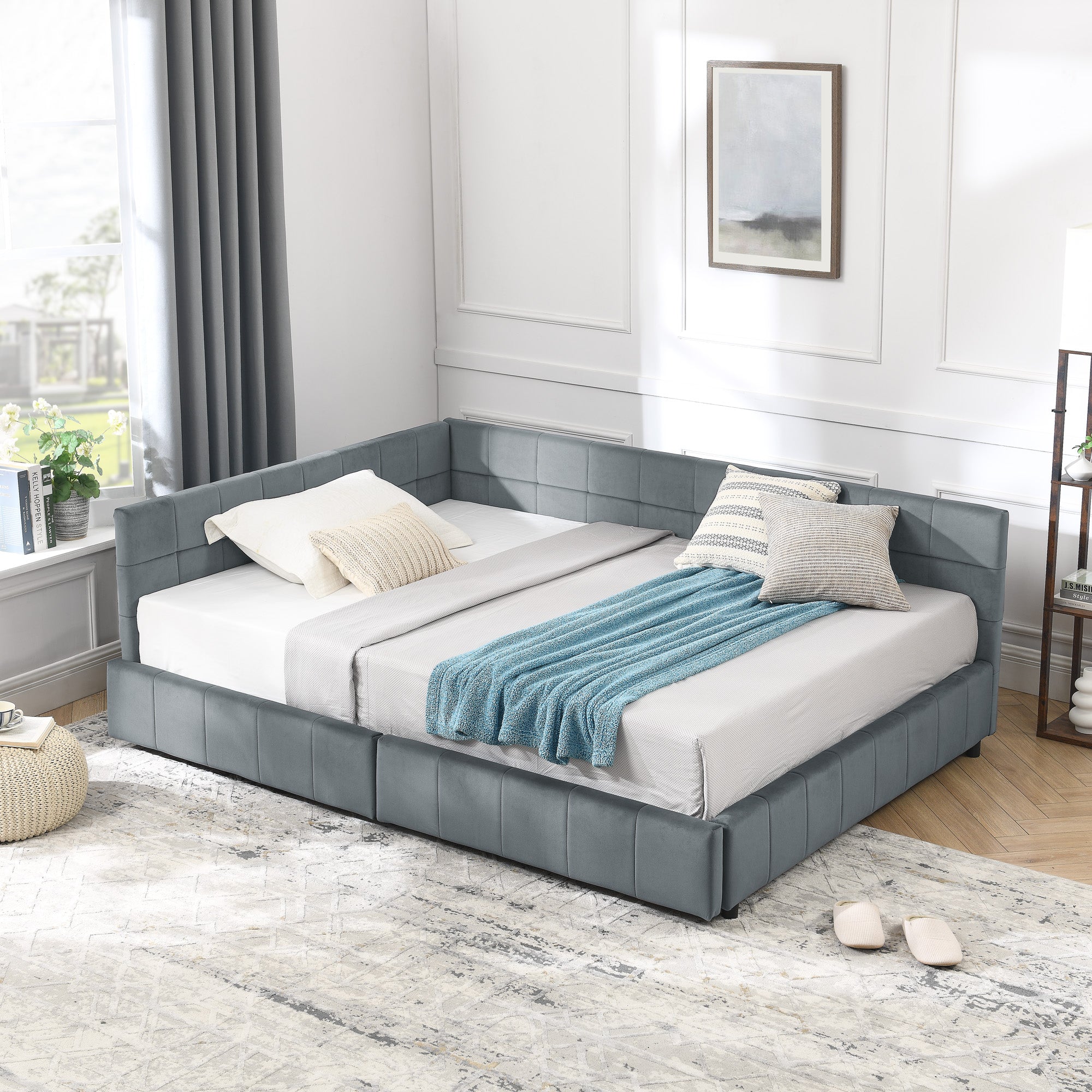Full Size Storage Upholstered Tufted Bed Frame