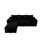 Plush Corduroy 3-Seat Sofa, Modern Comfy Upholstered Couch
