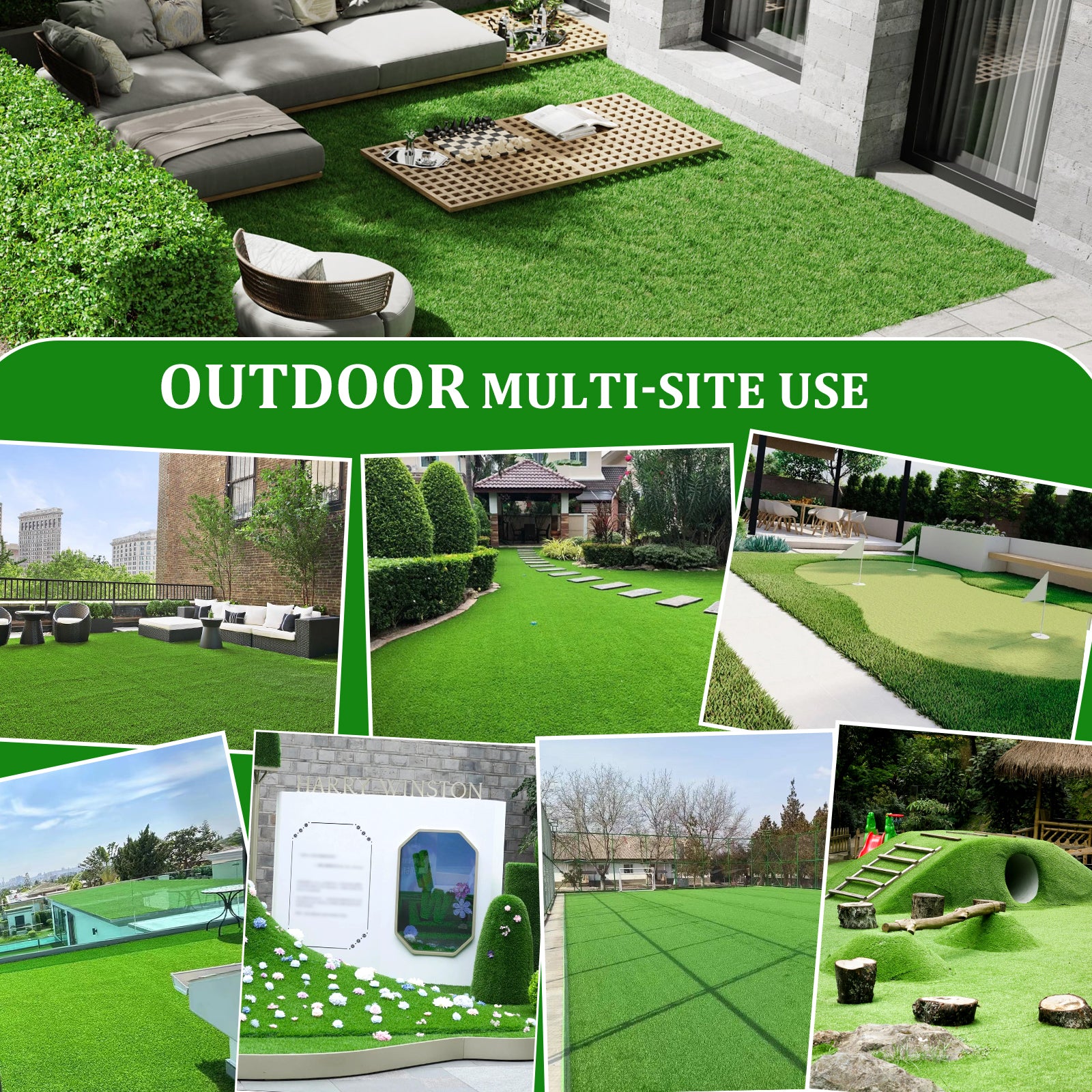 3FTX10FT Outdoor Artificial Grass Runner Rug