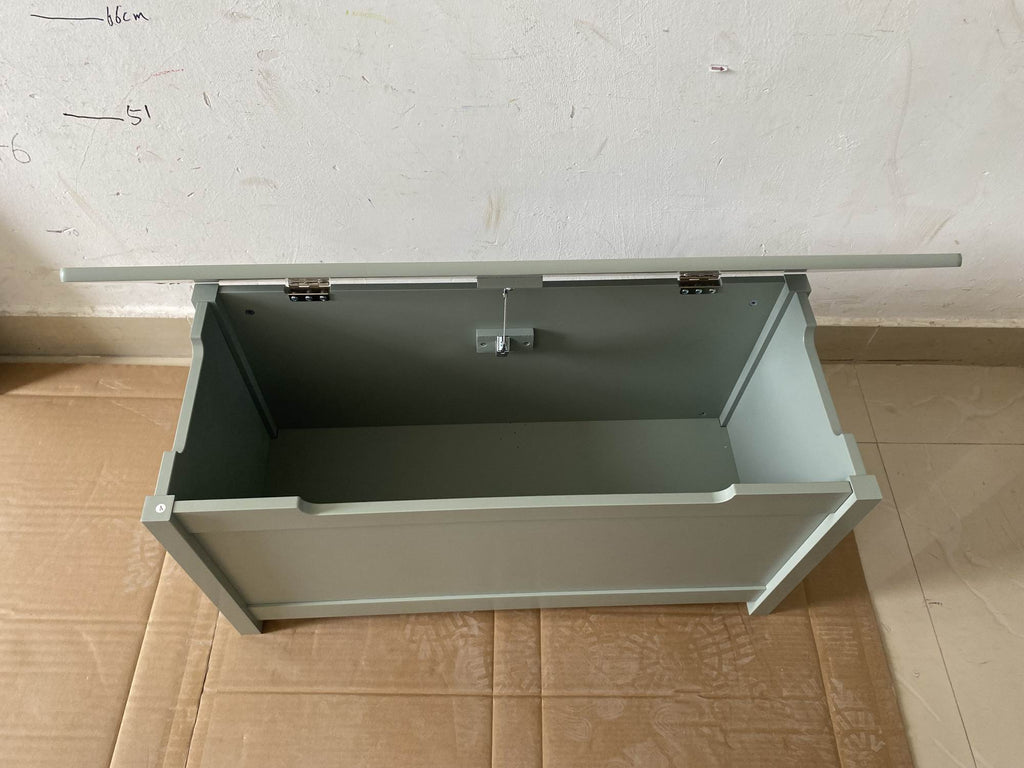 Kids Wooden Toy Box Storage with Safety Hinged Lid - Sage