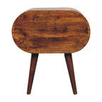 Solid Wood Large Chestnut Circular Bedside with 2 Drawers
