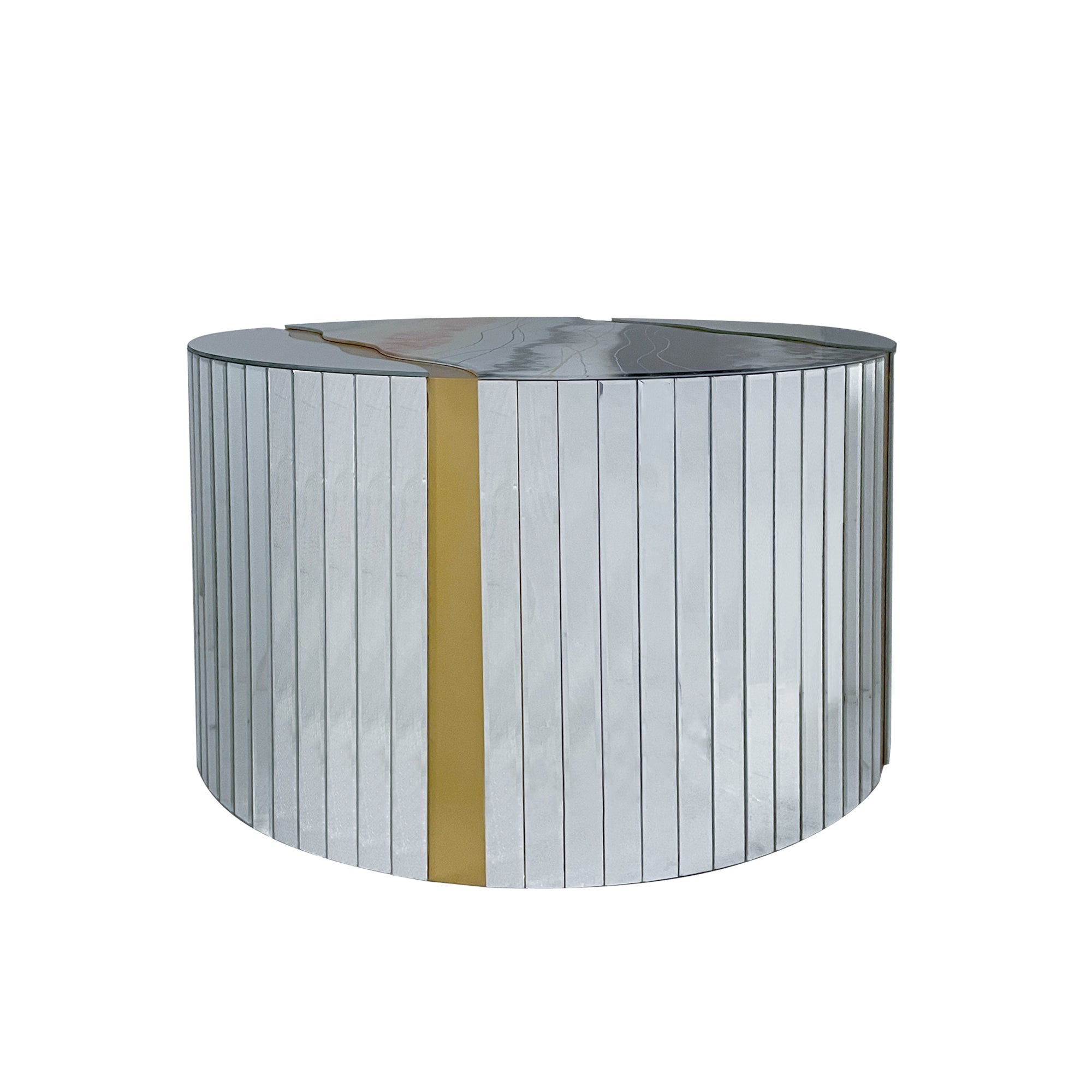 White Marble Pattern Sticker Round Coffee Table