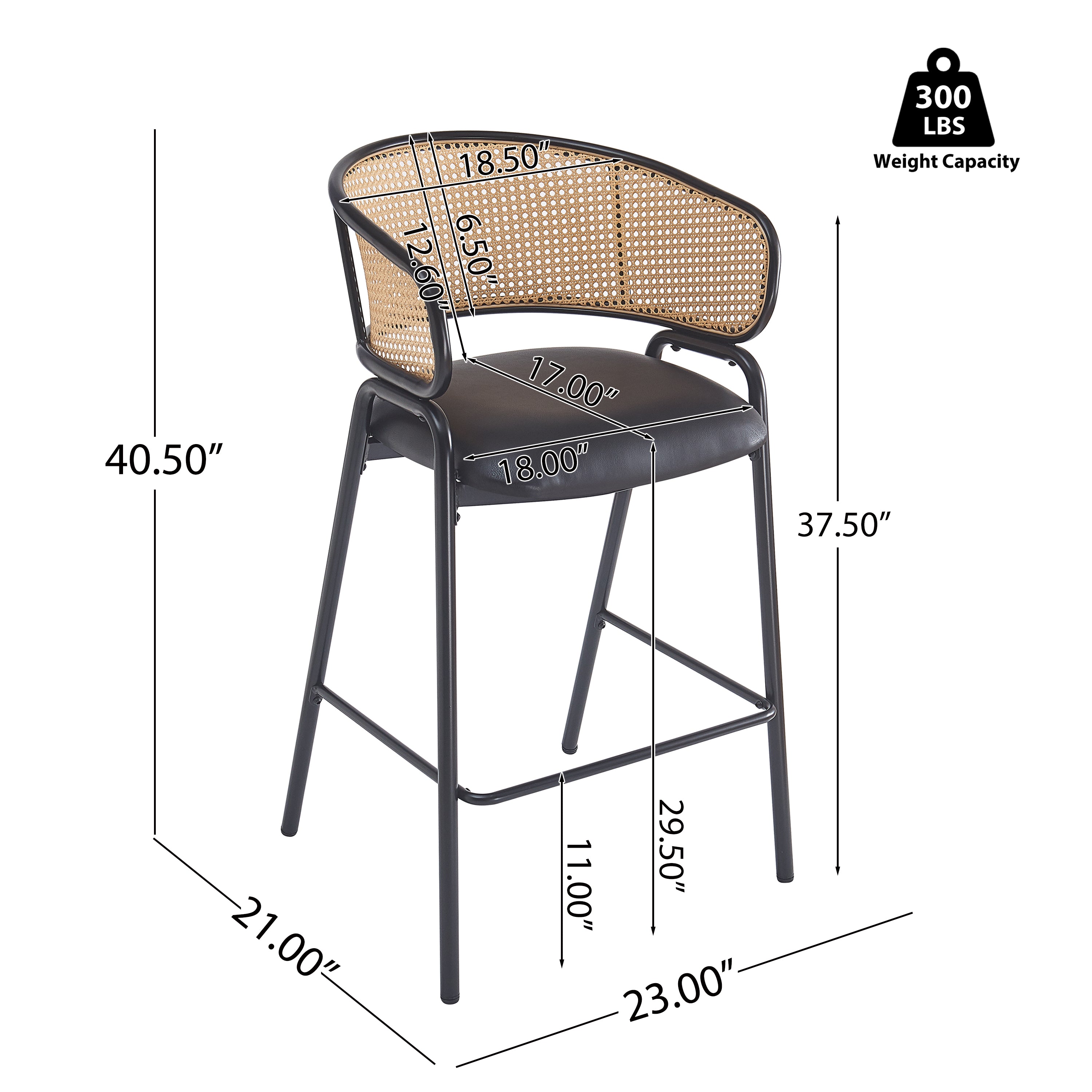 Ethan Indoor Metal Upholstered Barstool Set of 2