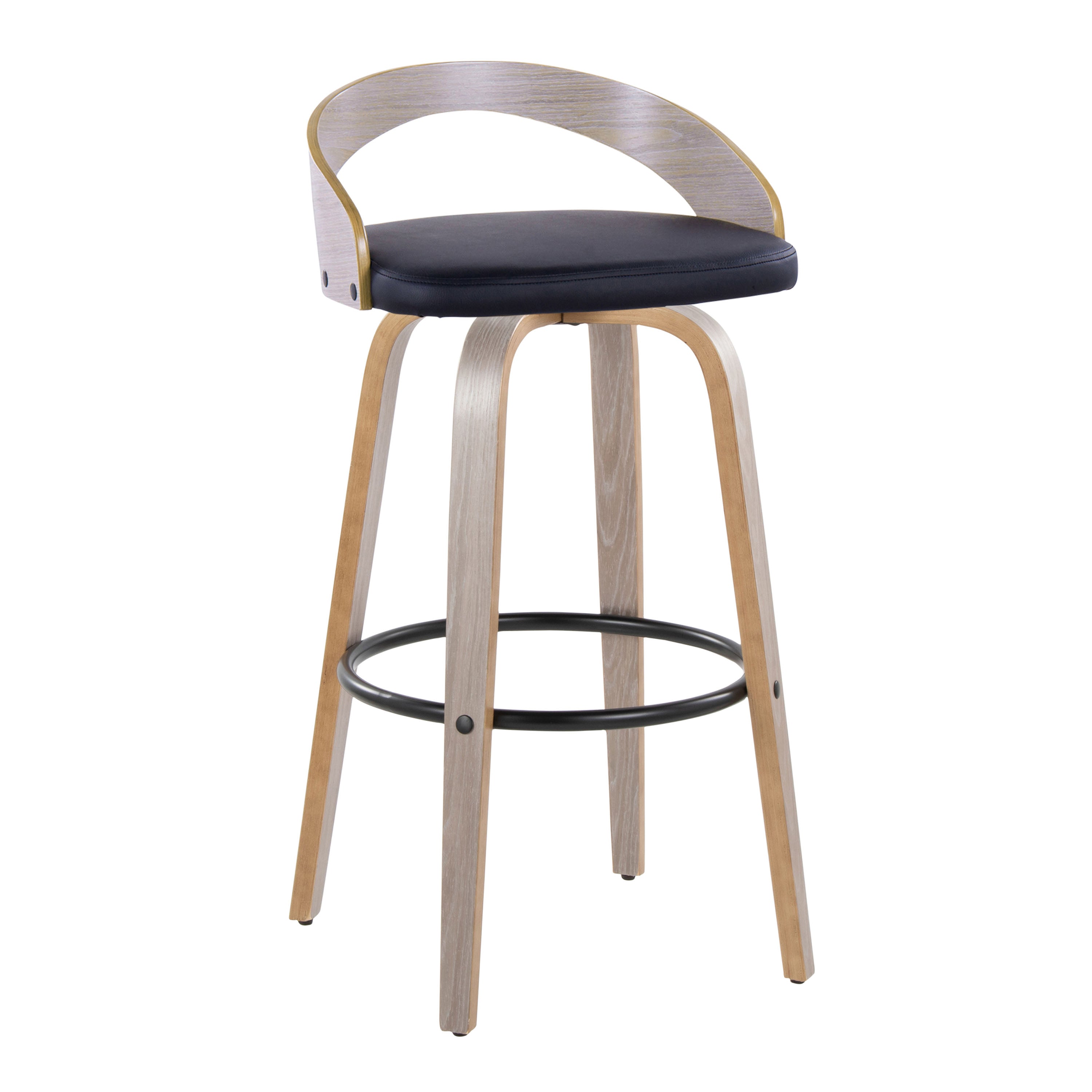 30" Contemporary Fixed-Height Barstool with Swivel in Light