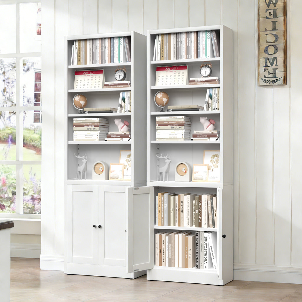 Industrial Metal Bookcase - 71 Inch Tall 5-Tier with Door