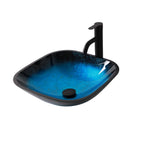 Bathroom Artistic Tempered Glass Vessel Sink with Faucet