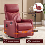 Red Faux Leather Heat Massage Manual Recliner Chair