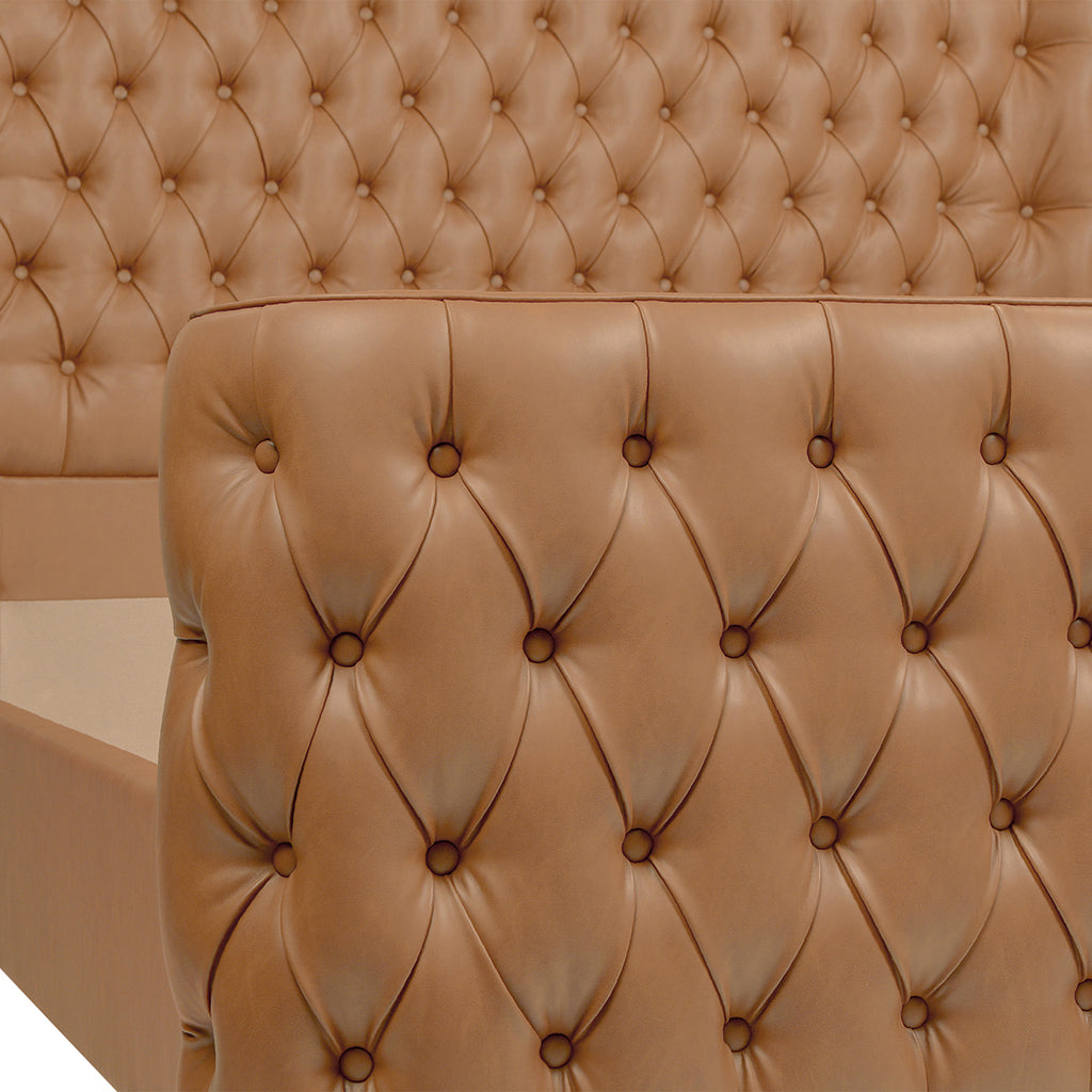 Brooklyn King Tufted Panel Bed Headboard and Footboard Set, Tan Brown