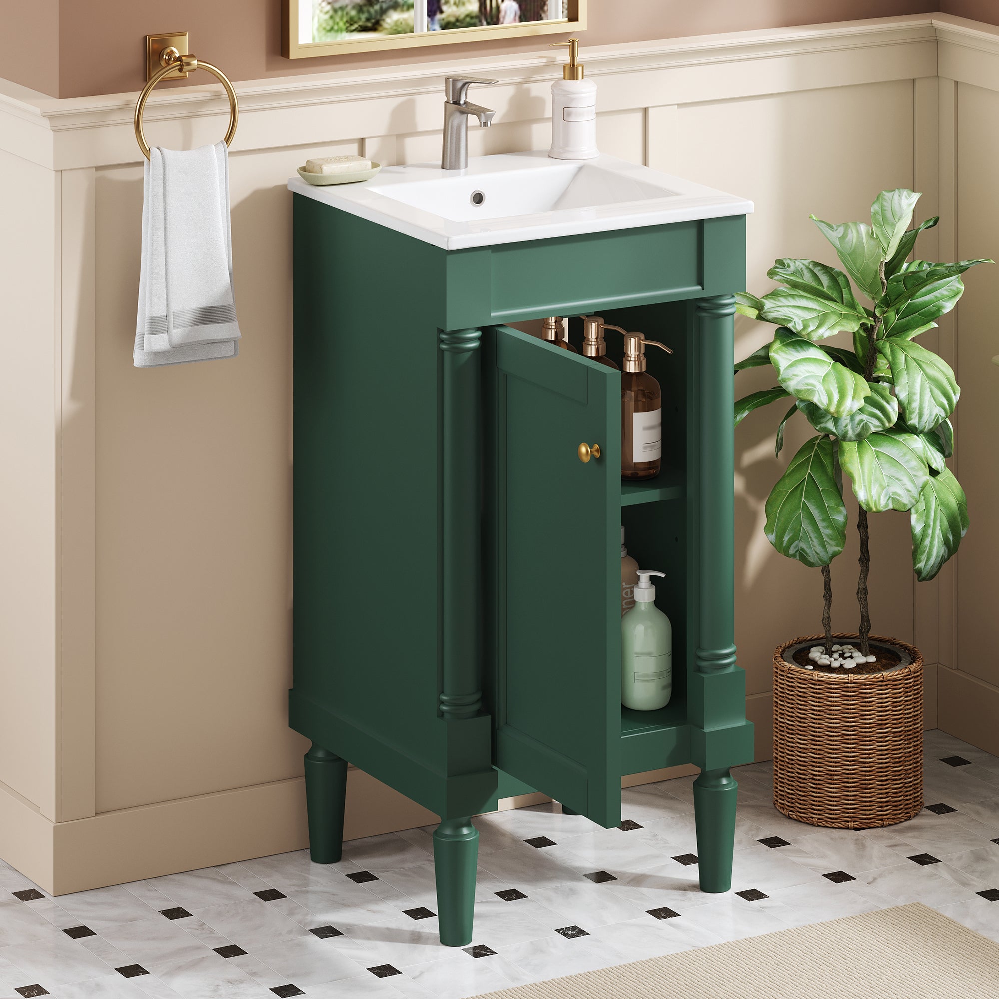 18" French Style Bathroom Cabinet with Storage
