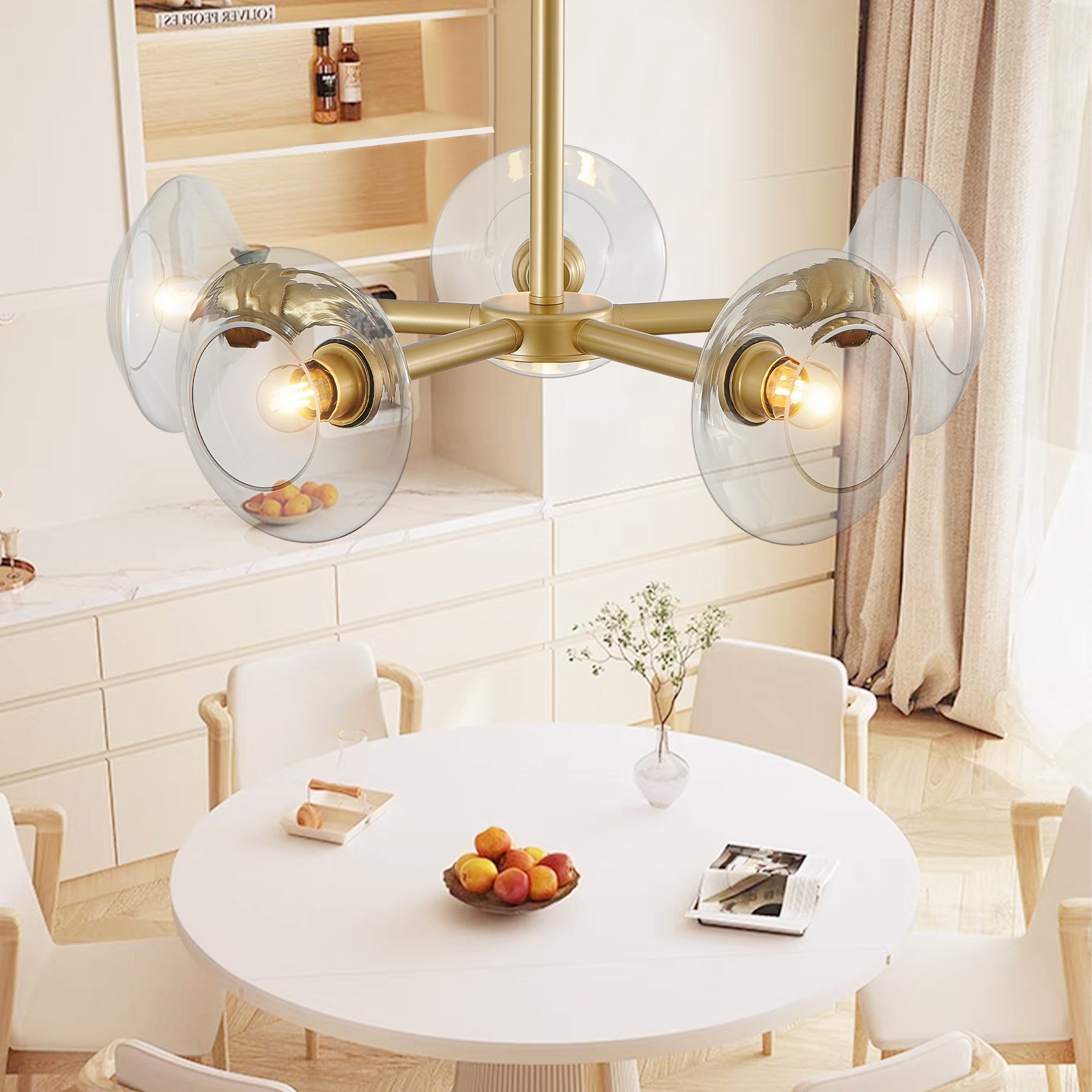 26" Modern Gold 5-Light Sputnik Chandelier