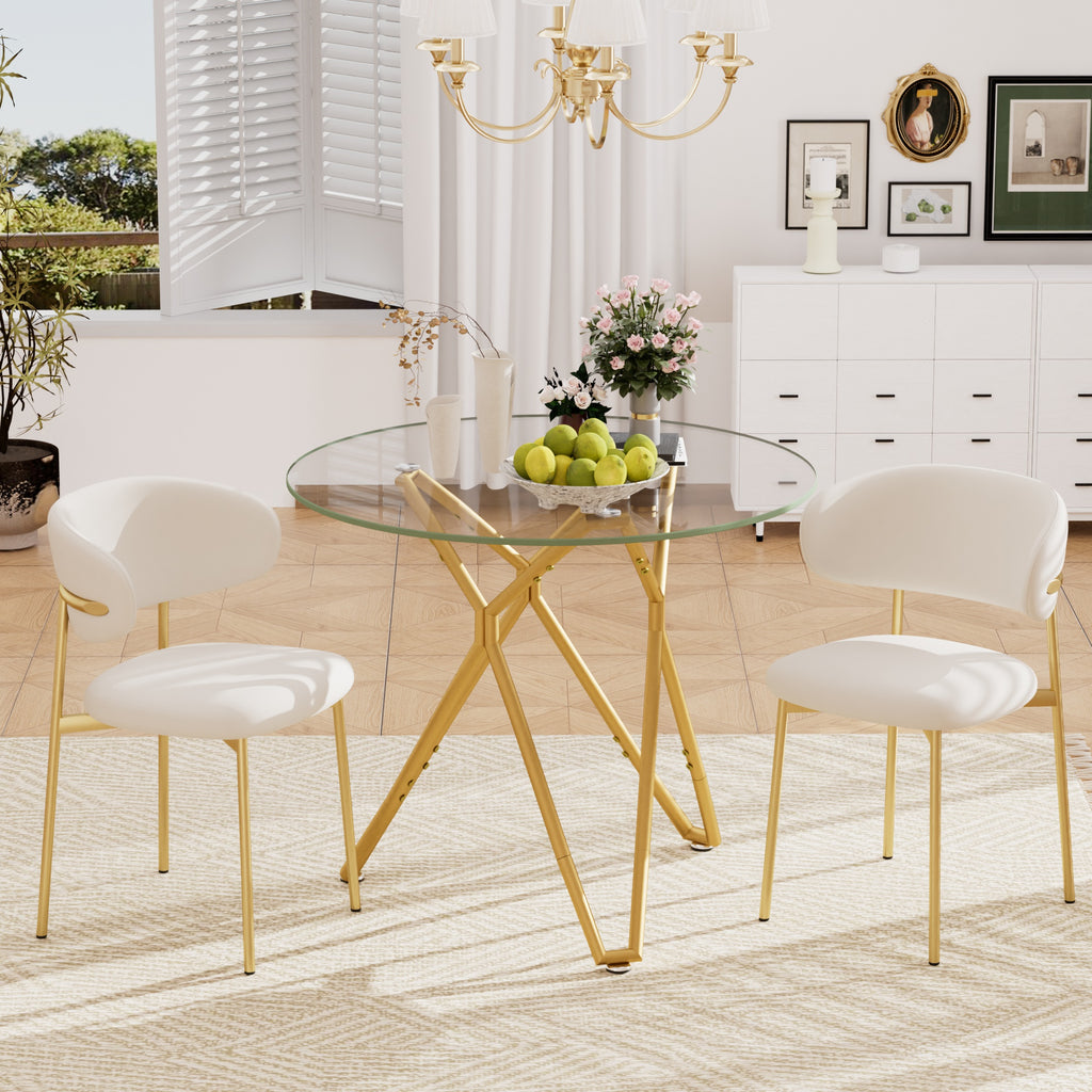 35.4-Inch Round Tempered Glass Dining Table