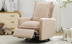 Swivel Rocker Recliner Chair, Glider Rocker Recliner in Teddy Fleece Oatmeal