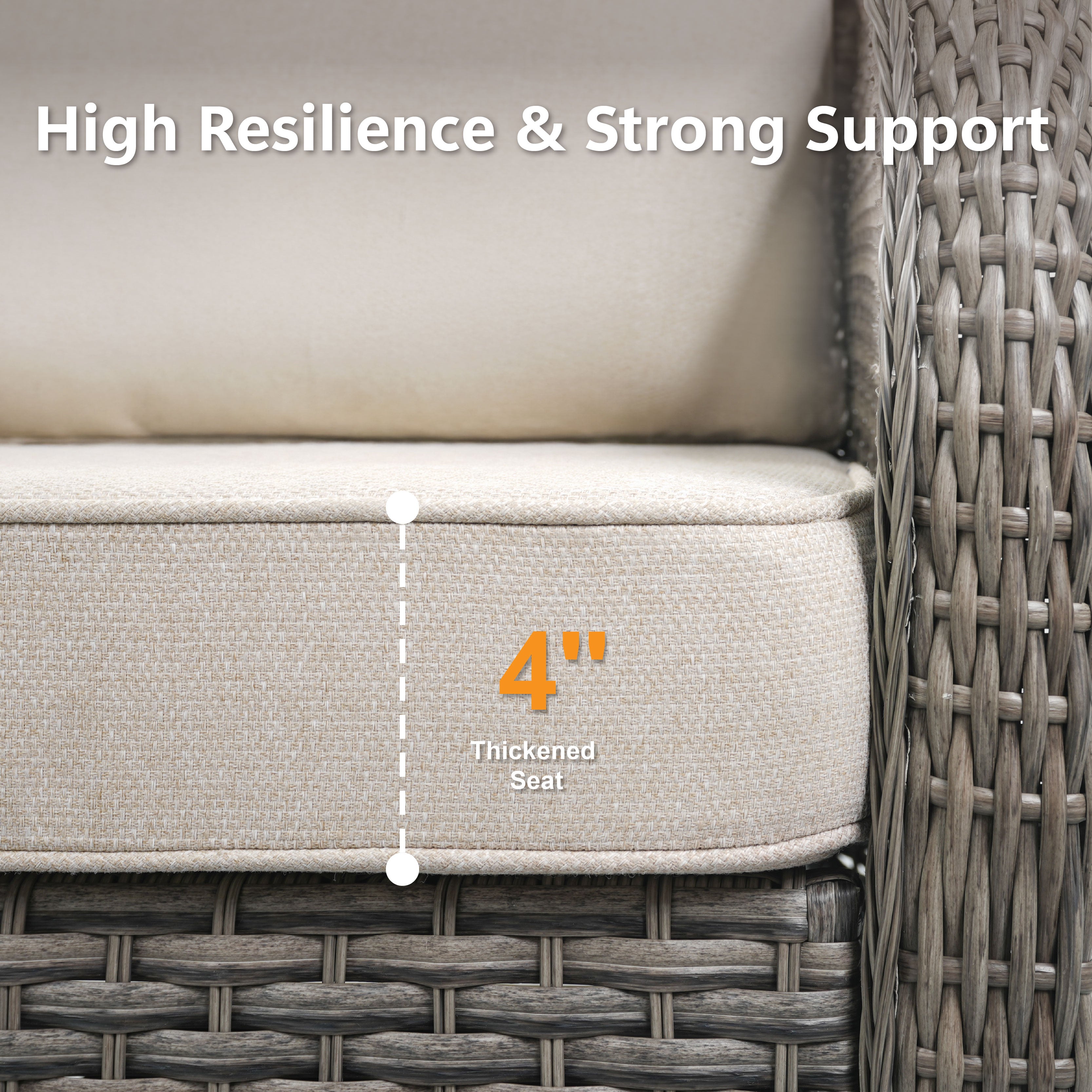 73.6" PE Wicker Rattan Outdoor Furniture Set, 3 Seat Sofa