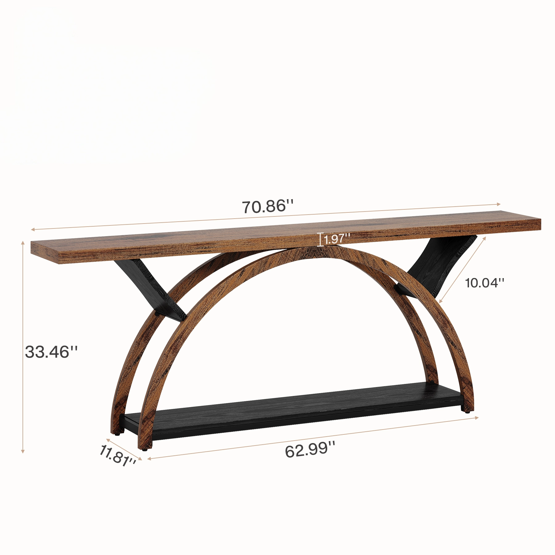 70.87" Console Table with Storage Shelf, Narrow Long Sofa Table