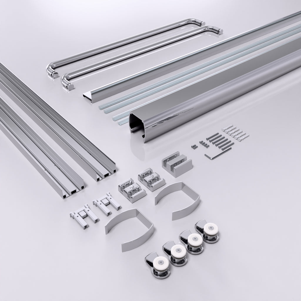 44"-48"W x 72"H Semi-Frameless Double Sliding Shower Door