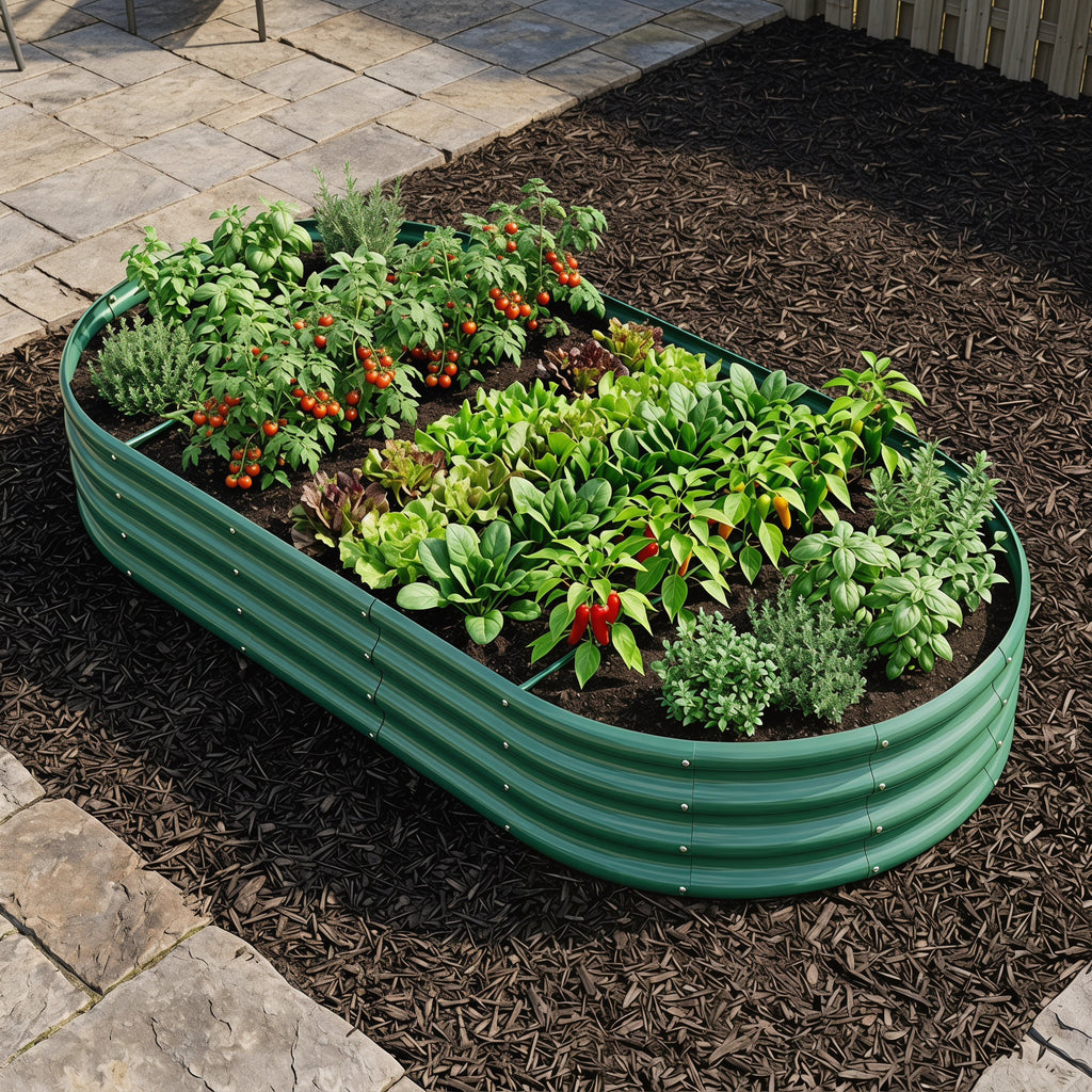 Galvanized Raised Garden Bed, 8x4x1 Foot, Heavy-Duty Metal Planter, Green