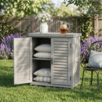 Potting Bench with Storage Cabinet and Metal Table Top
