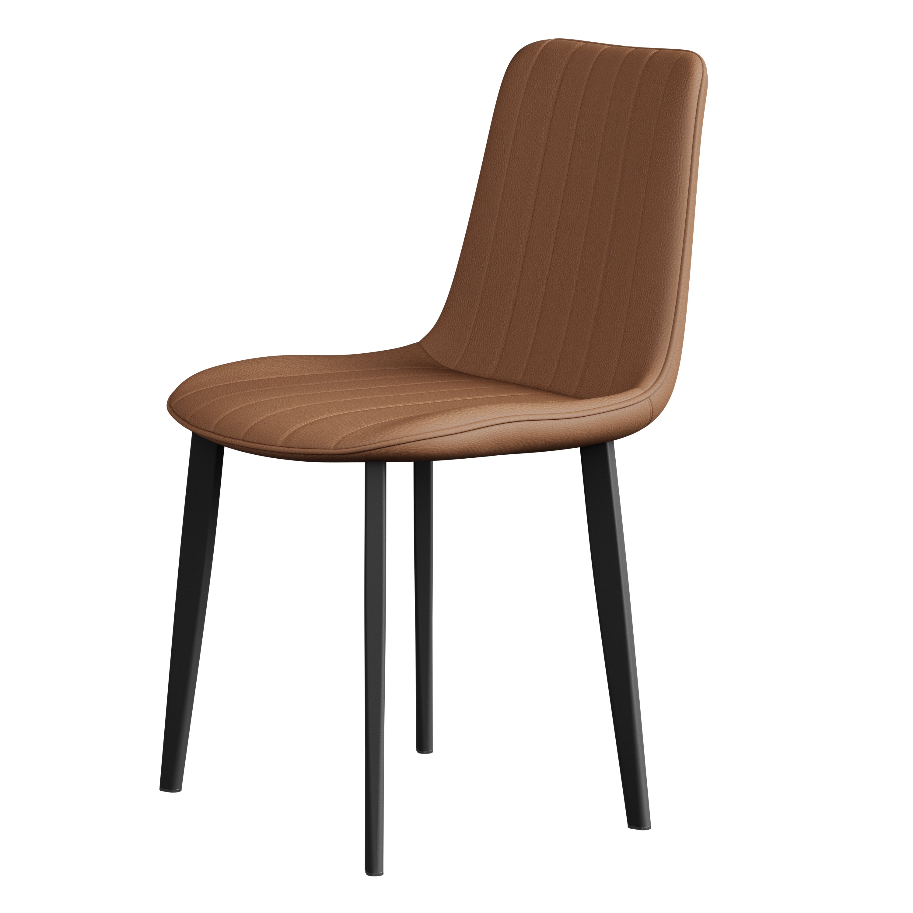 Brown PU Leather Dining Chair with Metal Legs