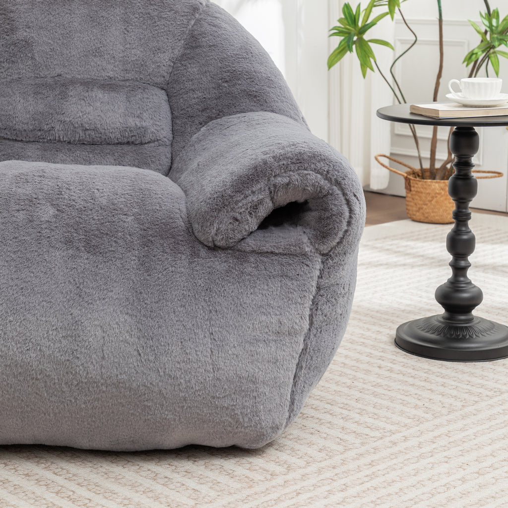 Comfy Faux Fur Bean Bag Chair with Back Support