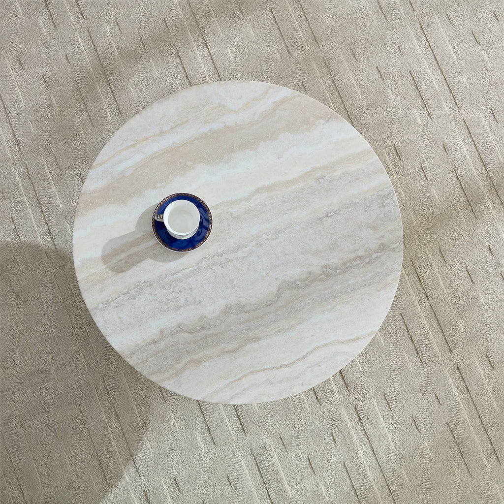 Mushroom Coffee Table, Round Fiberglass, 31.5-Inch, Beige