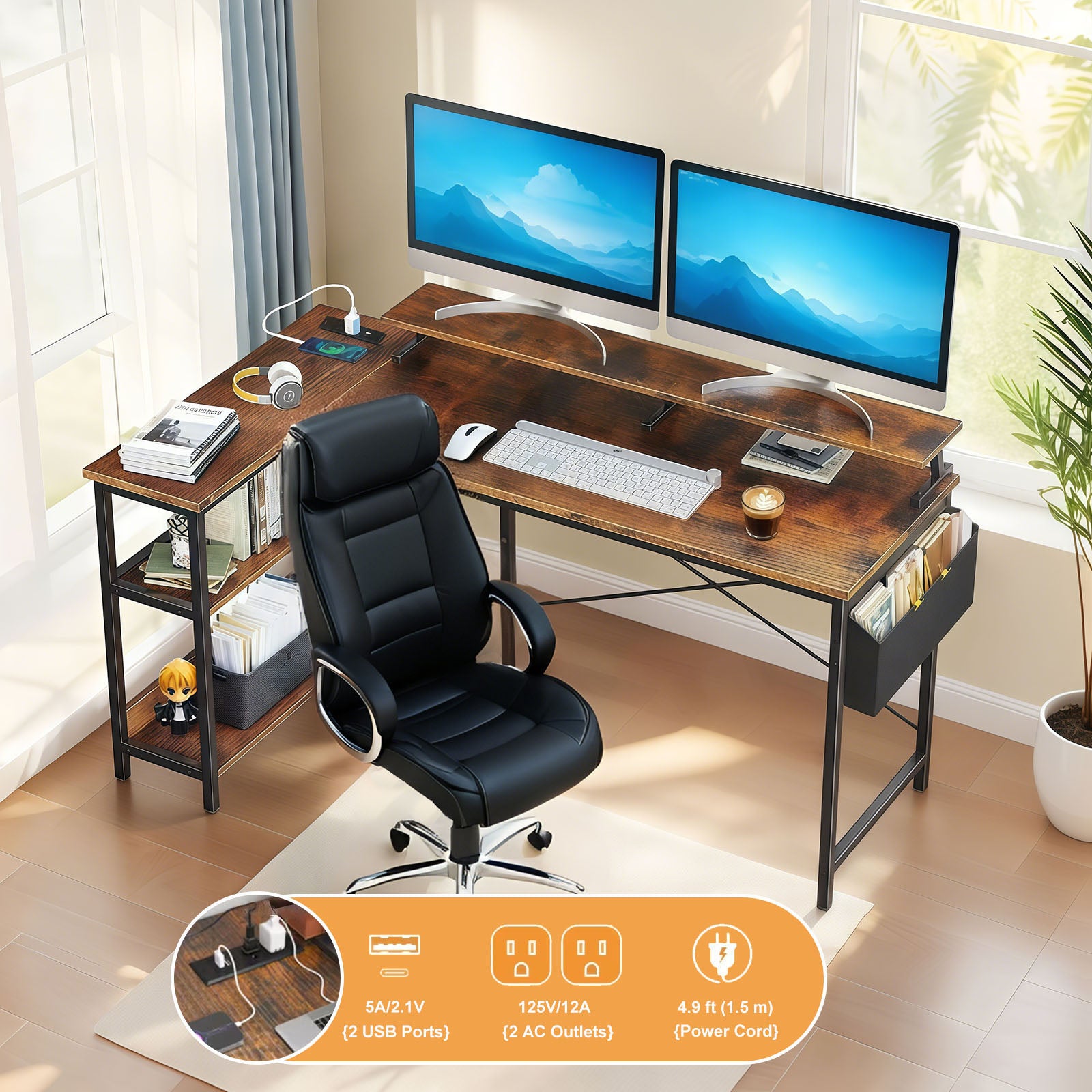 47'' Gaming Desk with Power Outlets