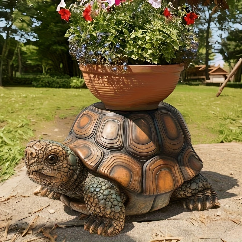 18" Garden Turtle Statue Stool - Multi-Purpose Decorative Resin Sculpture