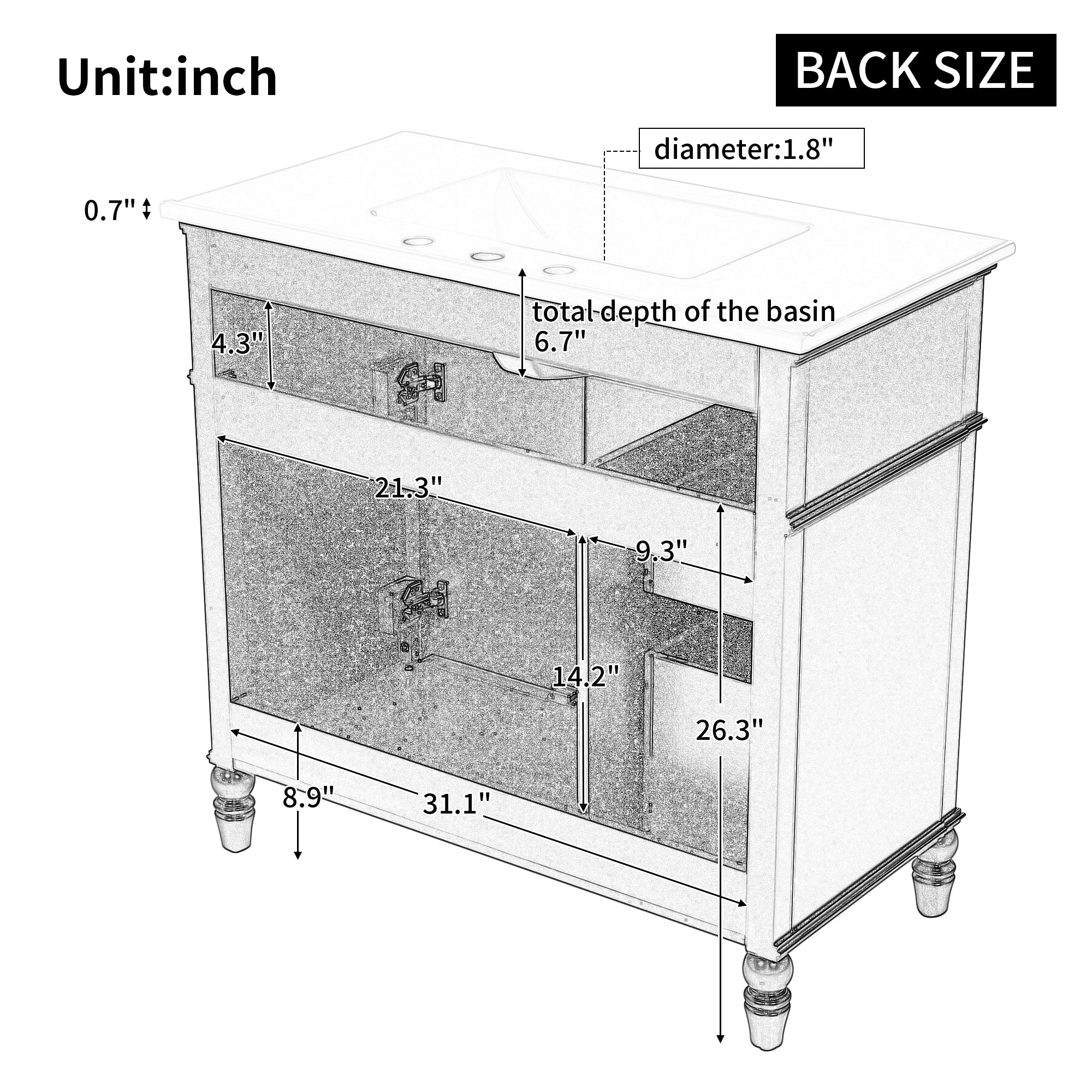 36" Bathroom Vanity with Sink and Drawers