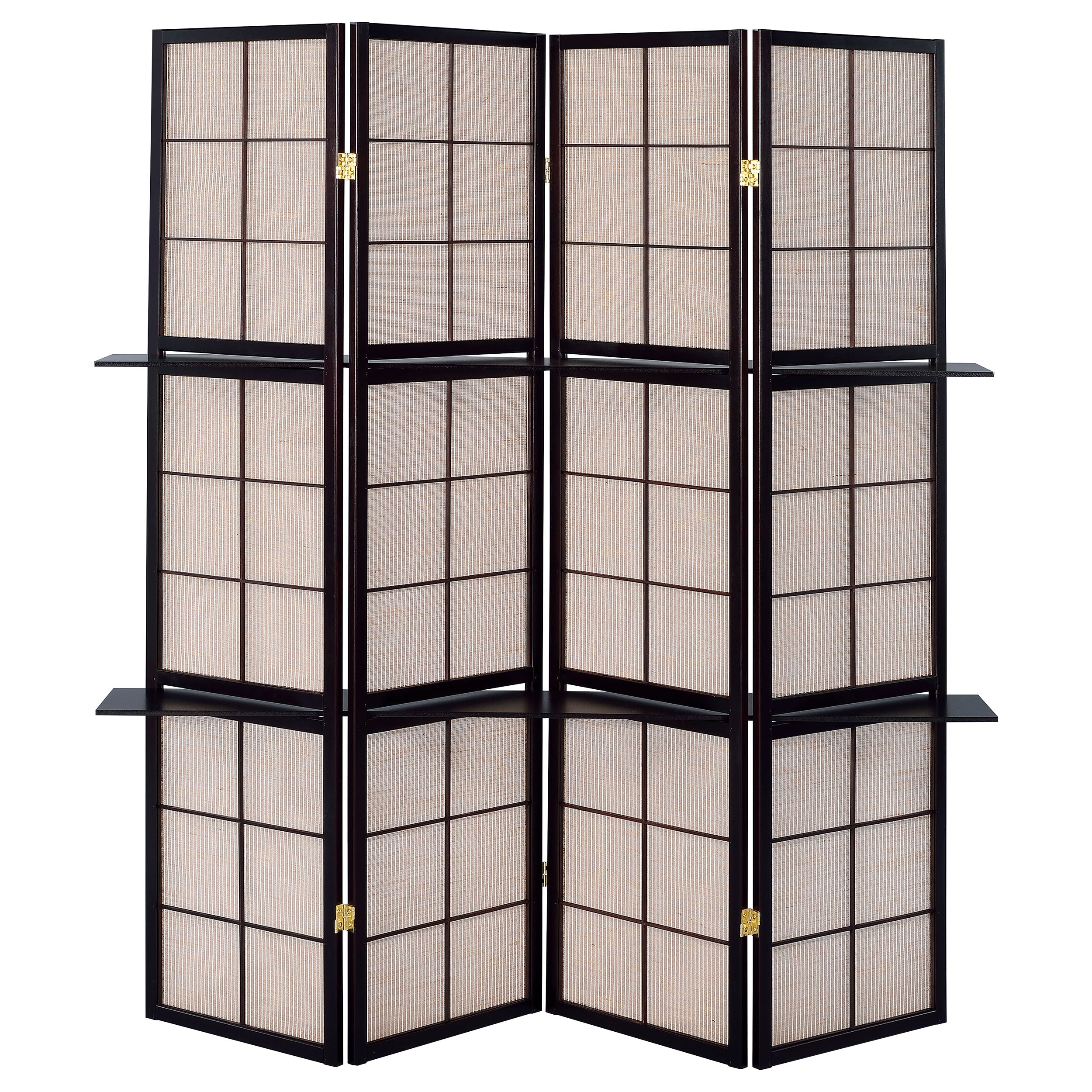 Iggy 4-Panel Room Divider Folding Shoji Screen Cappuccino-CoasterEveryday