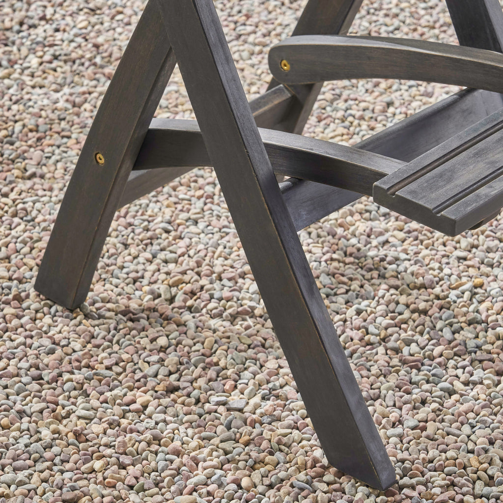 41.75" Outdoor Folding Acacia Wood Barstools